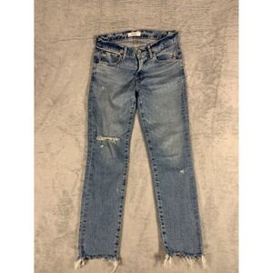 Moussy Vintage Distressed Raw Hem Ankle Skinny Jeans Womens Size 26 Blue
